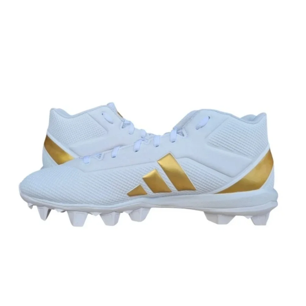 NEW! Adidas Adizero Impact.2 Men Wite/ Gold Football Cleats Sz 12 IF5106